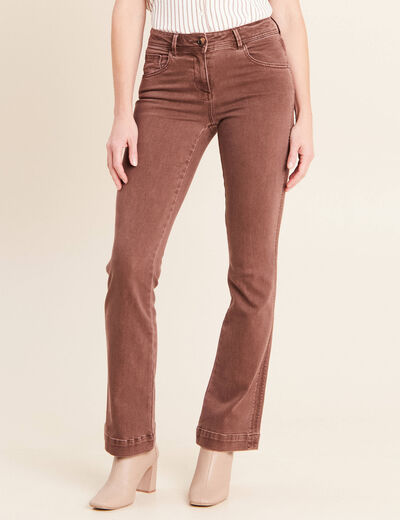 Jean bootcut taille bascul&eacute;e marron femme