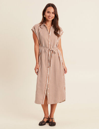 Robe droite fluide col chemise blanc femme