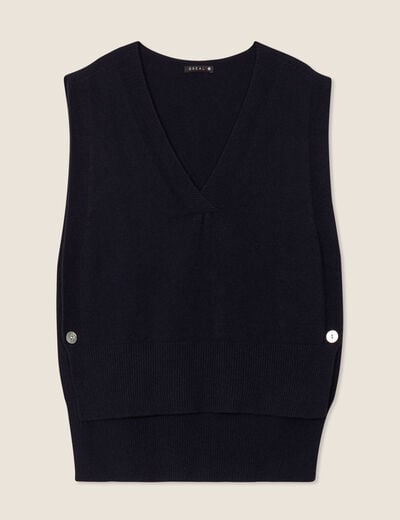 Pull sans manches bleu foncé femme