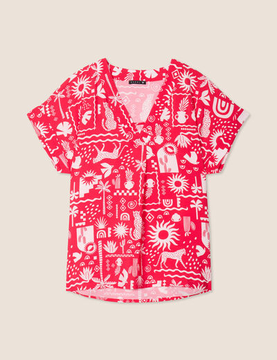 Blouse manches courtes rouge femme