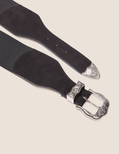 Ceinture large élastiquée noir femme