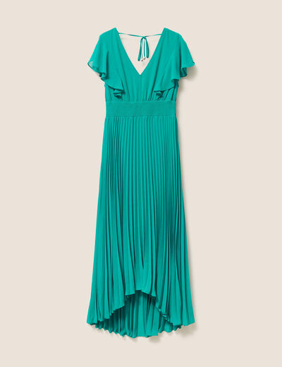 Robe longue &eacute;vas&eacute;e &agrave; volants vert menthe femme