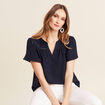 Blouse manches courtes bleu marine femme