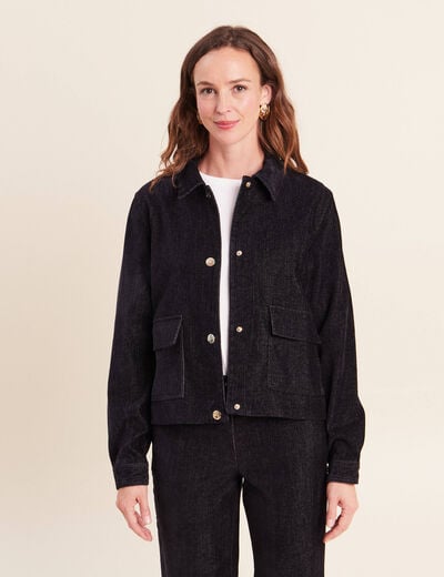 Veste courte droite denim brut femme