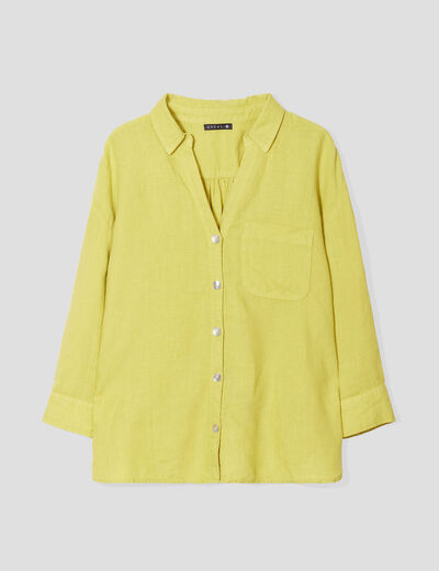 Chemise manches 3/4 vert anis femme