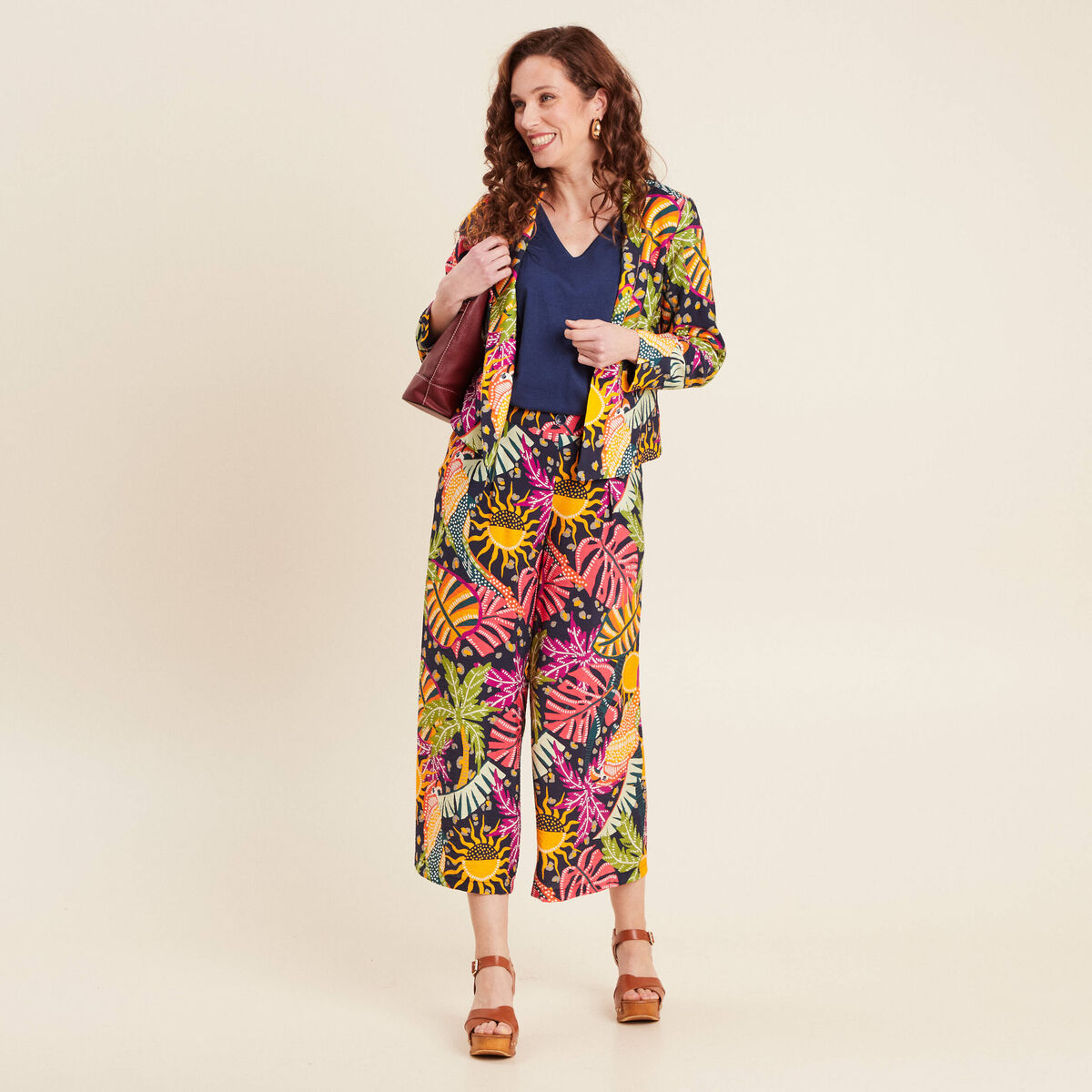 Veste courte col ch&acirc;le multicolore femme