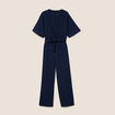 Combinaison large col v manches courtes bleu marine femme