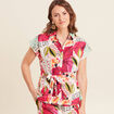 Chemise fluide manches courtes rose femme