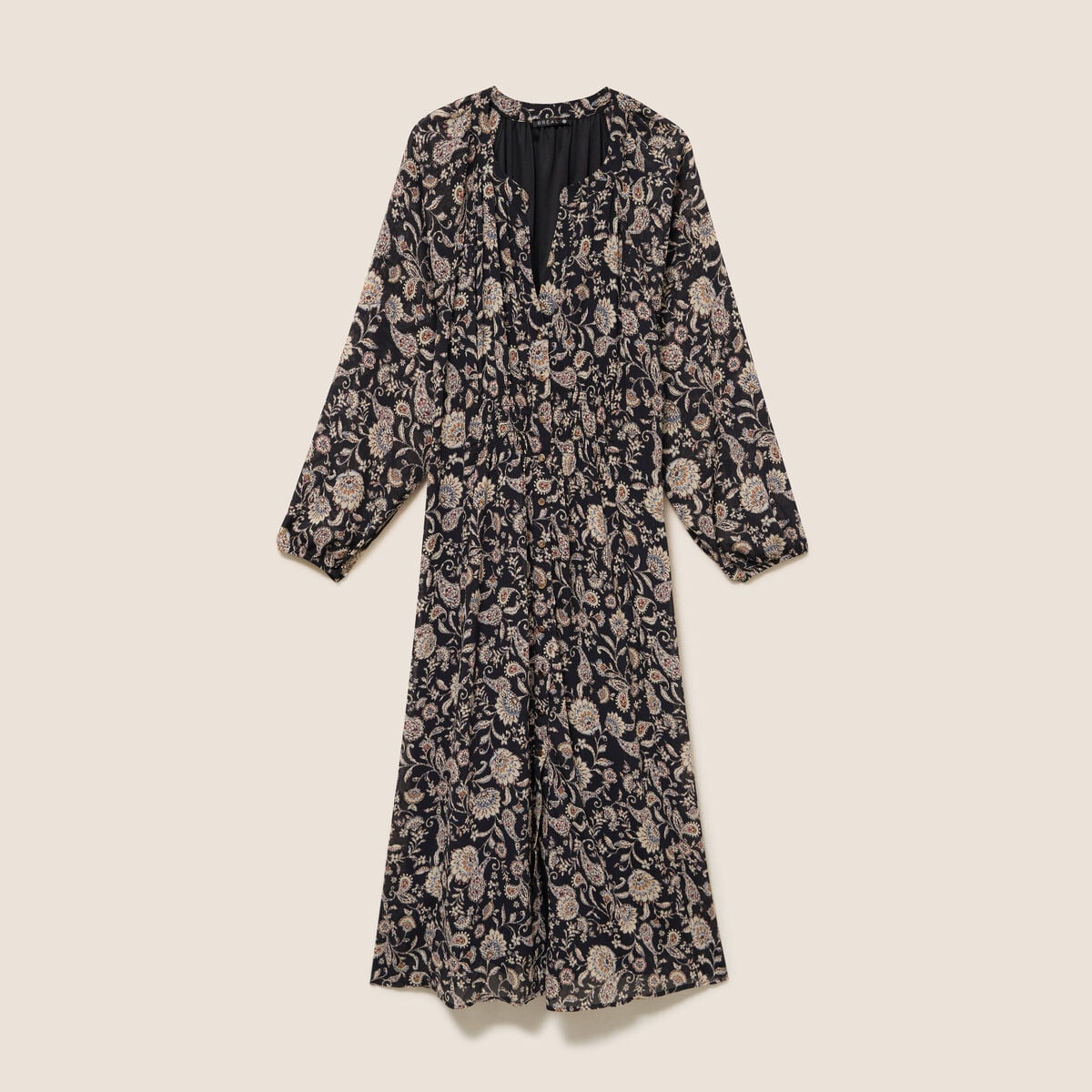 Robe &eacute;vas&eacute;e 3/4 voile col tunisien noir femme