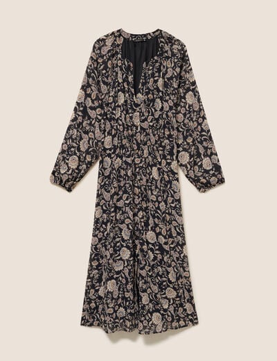 Robe &eacute;vas&eacute;e 3/4 voile col tunisien noir femme