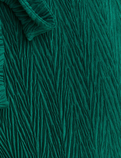 Pantalon large ceinturé vert femme
