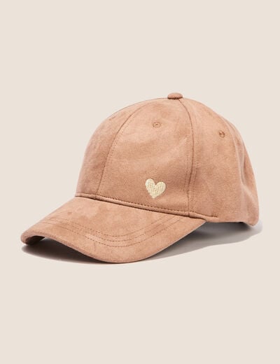 Casquette avec broderie marron clair femme