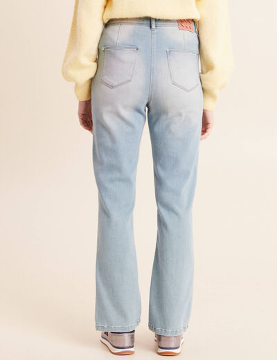 Jean droit taille haute 7/8&egrave;me denim double stone femme