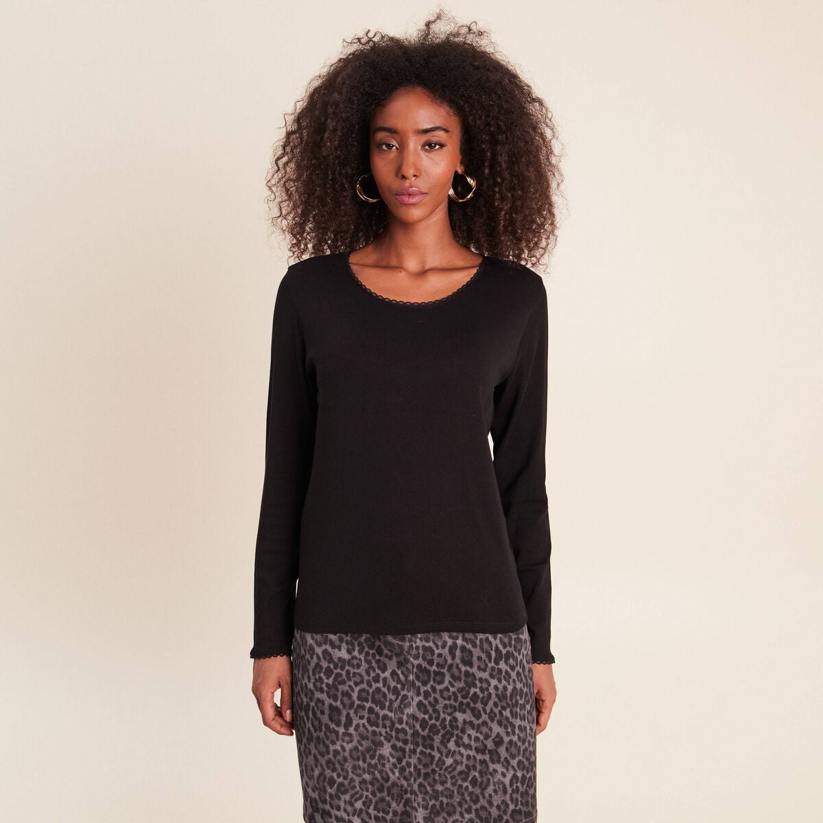 T-shirt manches longues noir femme