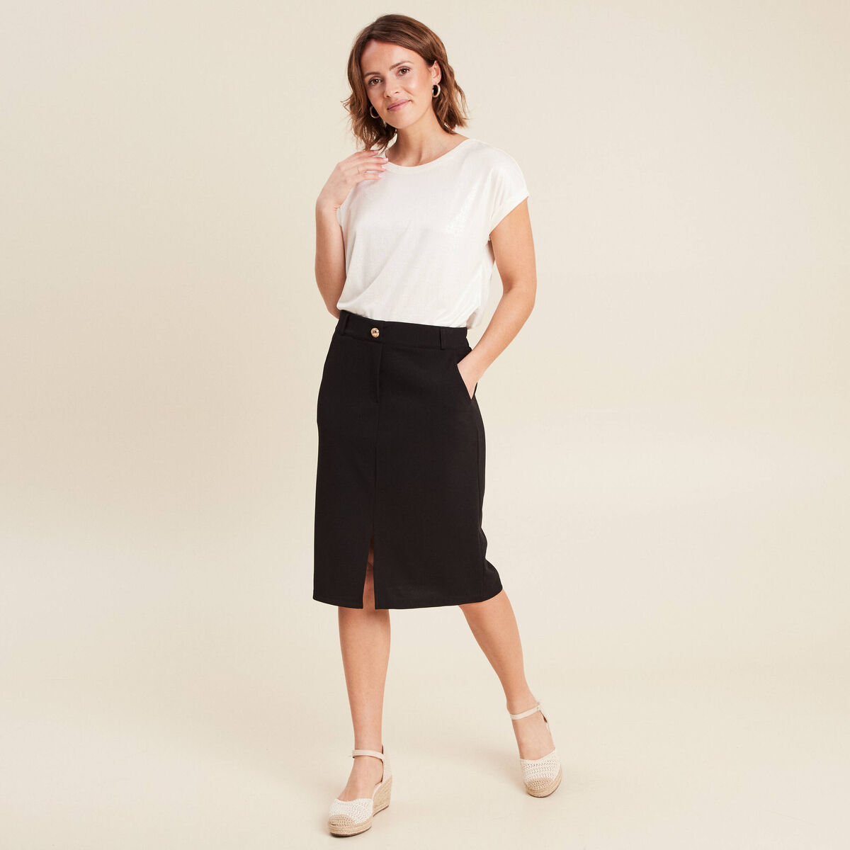 Jupe droite noir femme