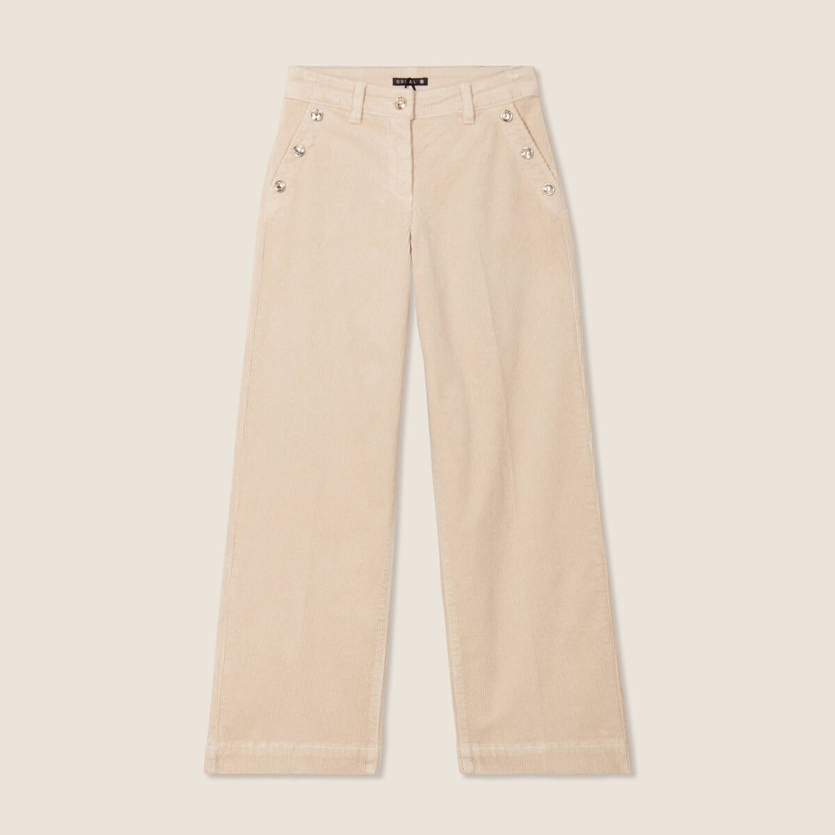 Pantalon large velours côtelé sable femme