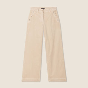 Pantalon large velours côtelé sable femme