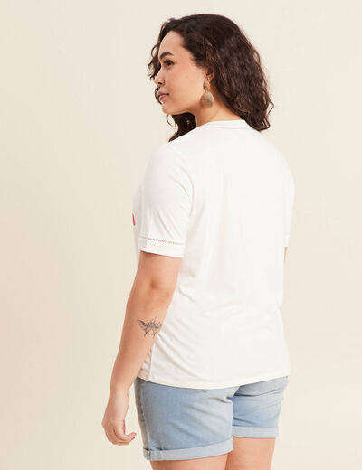 T-shirt manches courtes ecru femme