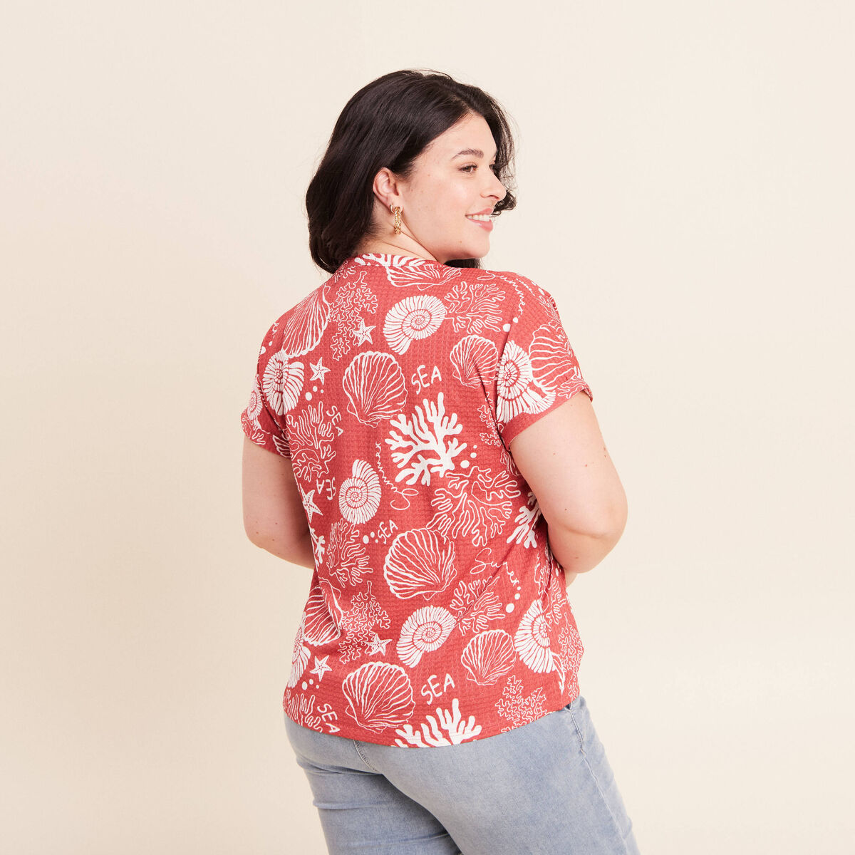 T-shirt manches courtes orange femme
