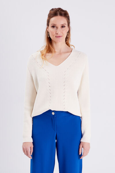 Pull manches longues bleu electrique femme