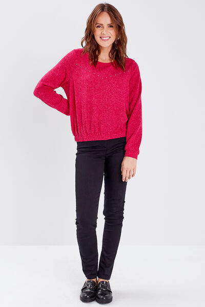 T-shirt manches longues rouge clair femme