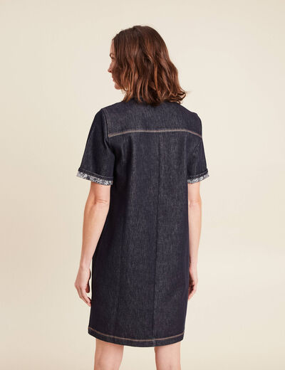 robe courte droite en jean col chemise denim brut femme