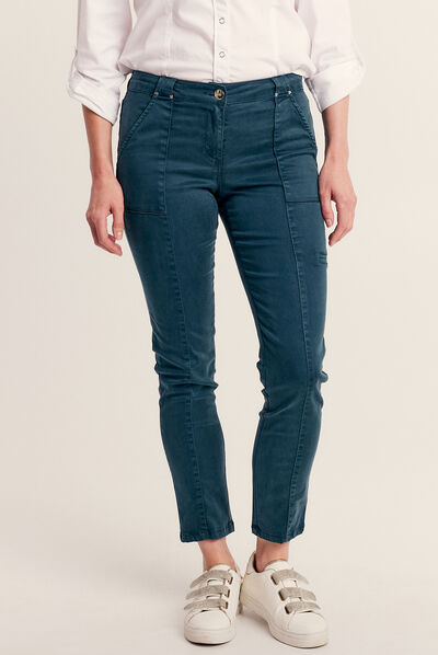 Pantalon ajusté bleu canard femme