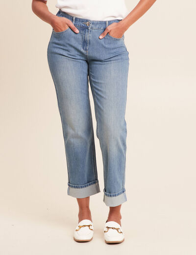 Jean coupe mom 7/8&egrave;me denim double stone femme