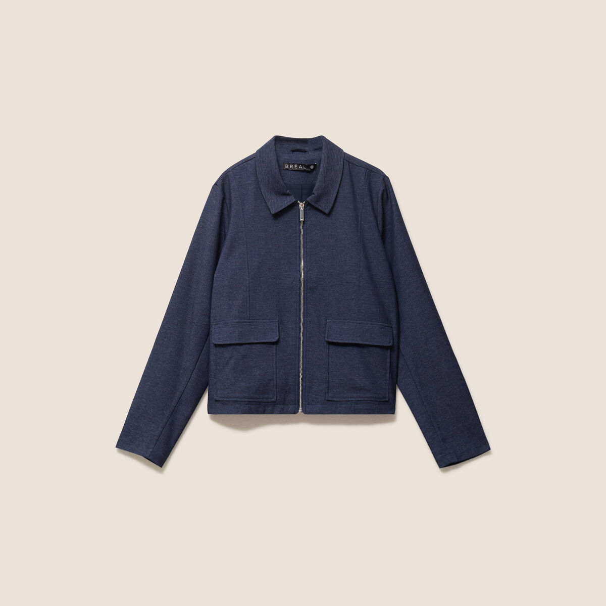 Veste courte droite en jean doubl&eacute;e denim brut femme