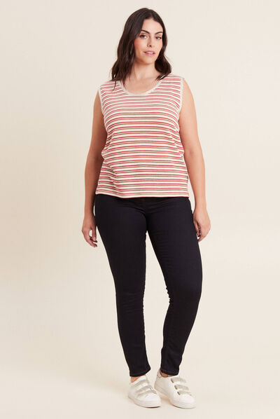 Jean magique ajusté taille standard denim brut femme