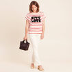 T-shirt droit col rond manches courtes rouge femme