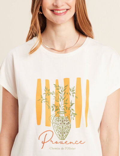 T-shirt manches courtes ecru femme