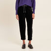 Pantalon coupe mom en velours noir femme