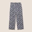 Pantalon large taille haute bleu femme