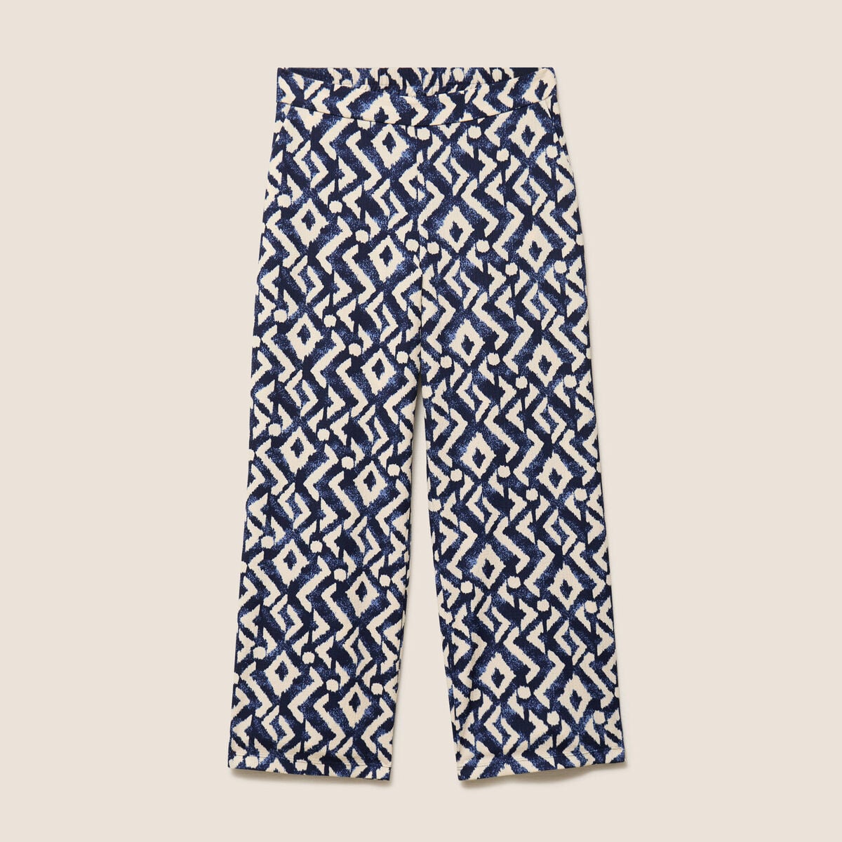 Pantalon large taille haute bleu femme
