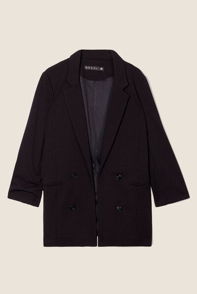 Veste tailleur manches 3/4 noir femme