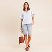 Blouse courte bas resserr&eacute; bleu femme