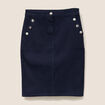 Jupe droite longueur genou bleu foncé femme