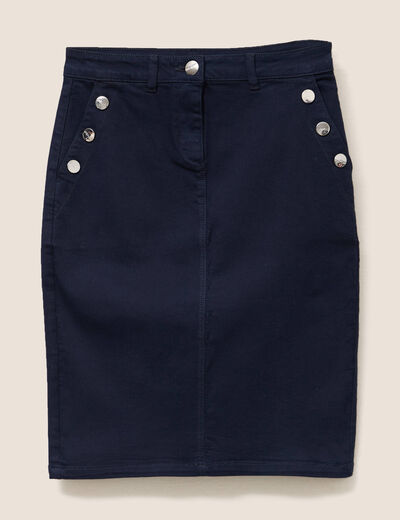 Jupe droite longueur genou bleu foncé femme