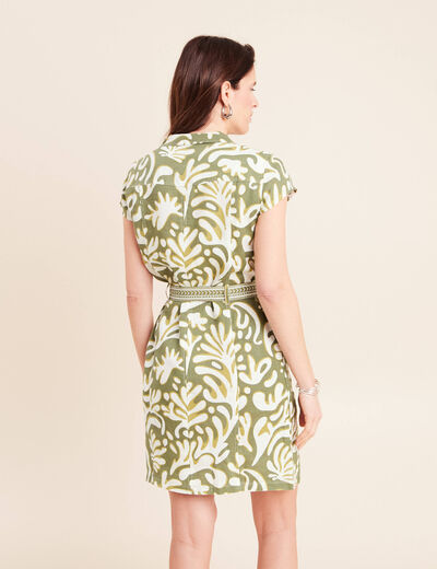 Robe droite zipp&eacute;e vert femme