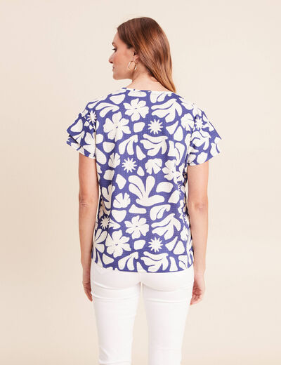 T-shirt manches courtes bleu femme