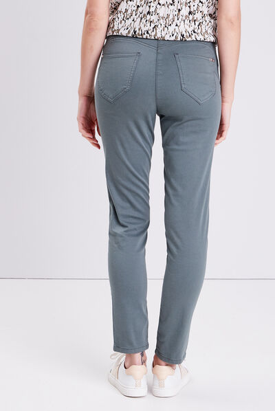 Pantalon léger taille standard 7/8ème vert kaki femme