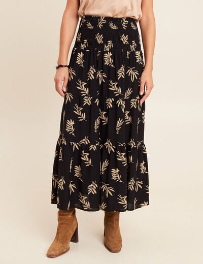 Jupe avec broderie noir femme