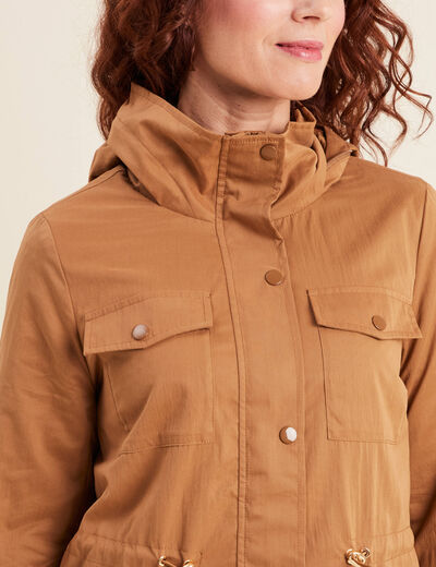 Parka cintrée col montant marron femme