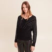 Pull ajust&eacute; col bateau strass noir femme