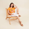 T-shirt manches courtes orange clair femme