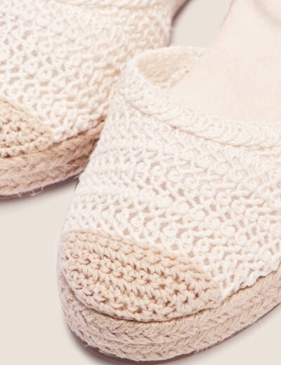 Espadrilles compensées macramé ecru femme