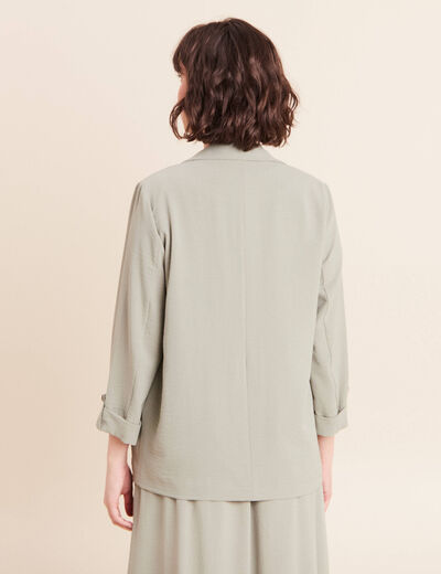 Veste longue droite col tailleur vert clair femme