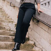Pantalon taille haute fluide noir femme