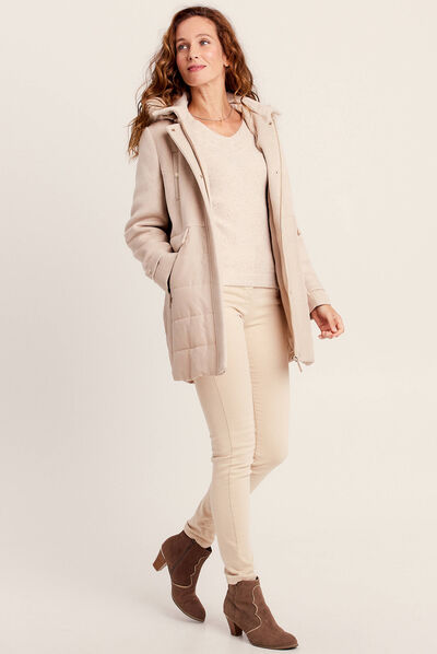 Pull manches longues couleur or femme